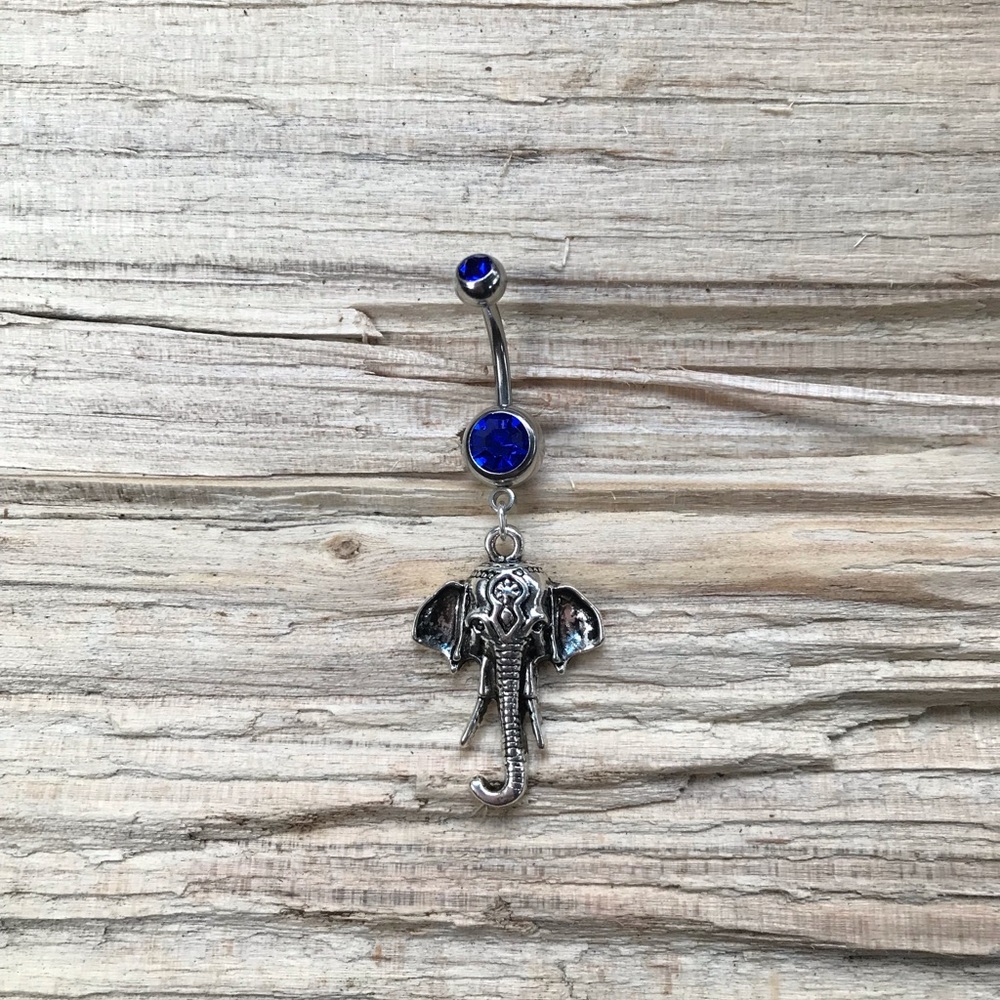 Elephant Double Gem‎ Belly Button Ring